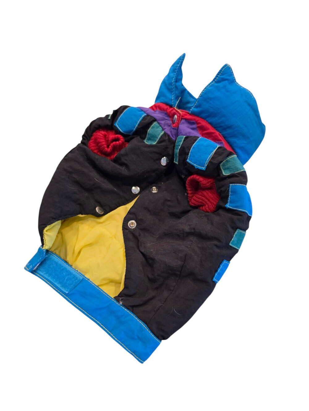 Vtg 1980s Dog Sz S Nylon Windbreaker Jacket Colorful Patchwork by Dallas - Picture 3 of 5